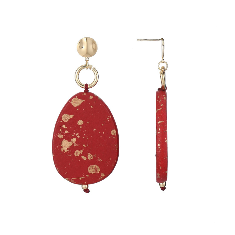 Tharag - Boucle d'oreille tige rouge