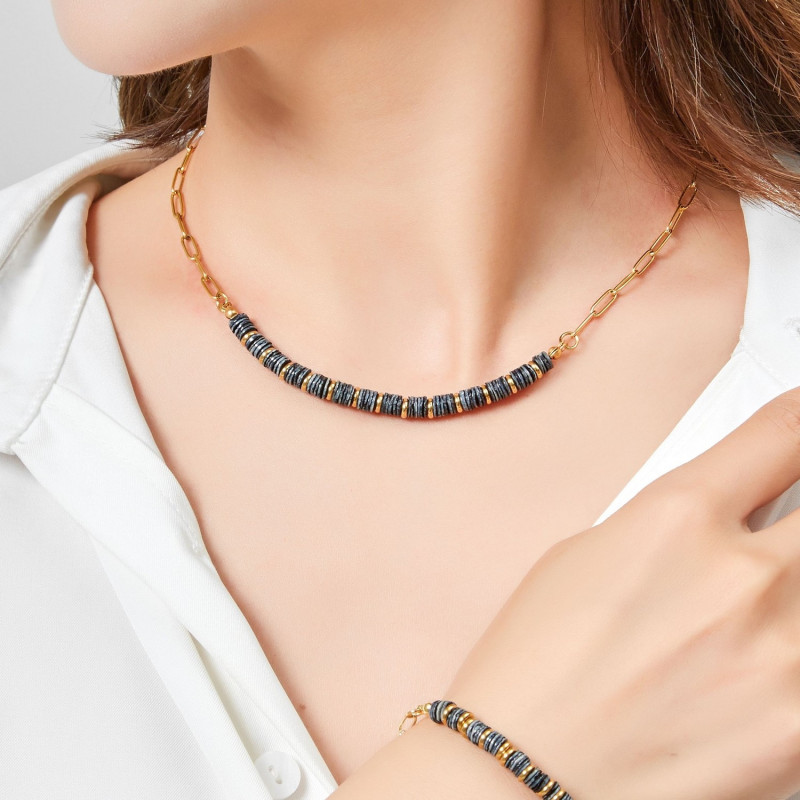 Valeriane - Collier acier noir