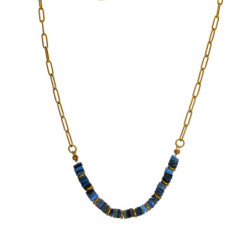Valeriane - Collier acier bleu