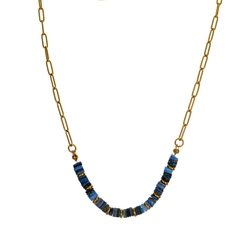 Valeriane - Collier acier bleu