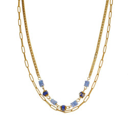 Vana - Collier acier bleu