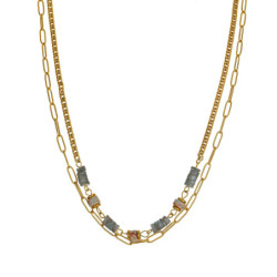 Vana - Collier acier vert