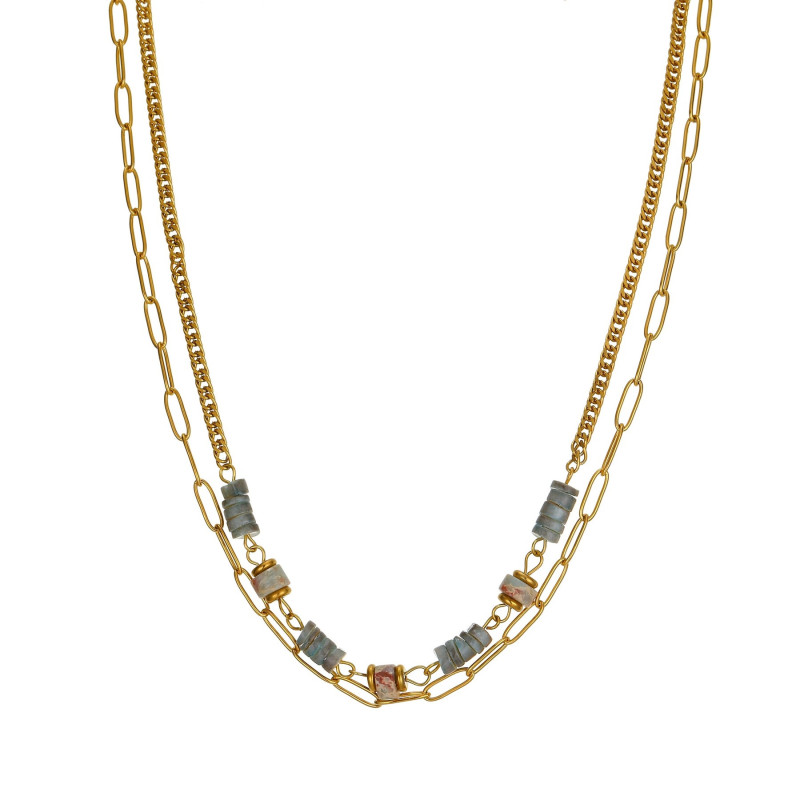 Vana - Collier acier vert