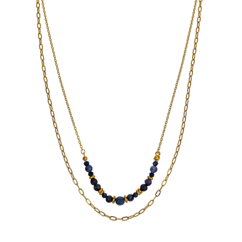 Verane - Collier acier bleu