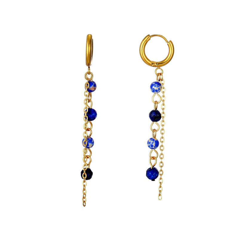 Viena - Boucle d'oreille créole bleue