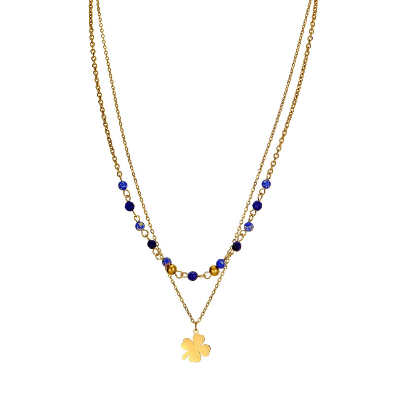 Viena - Collier acier bleu