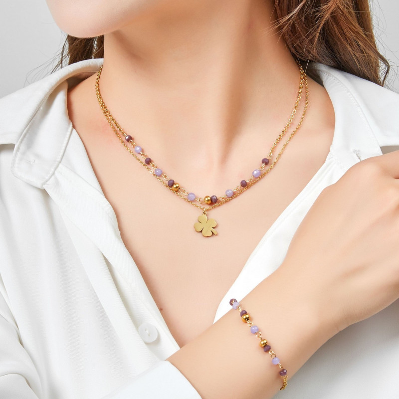 Viena - Collier acier violet