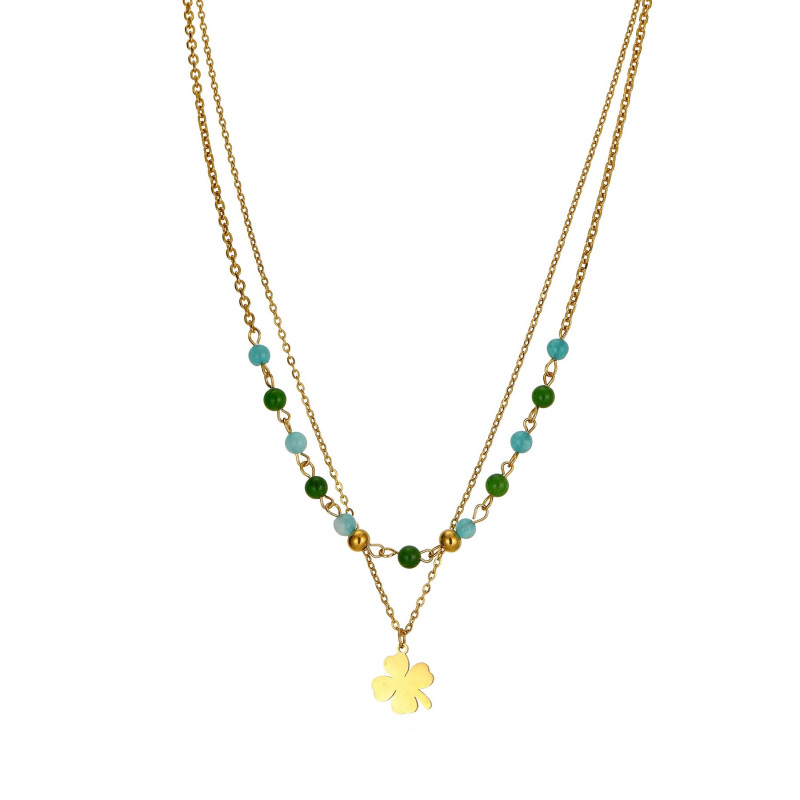 Viena - Collier acier vert