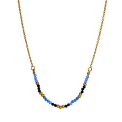 Vieno - Collier acier bleu