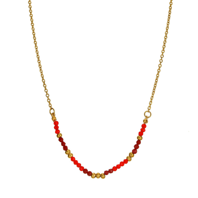 Vieno - Collier acier rouge