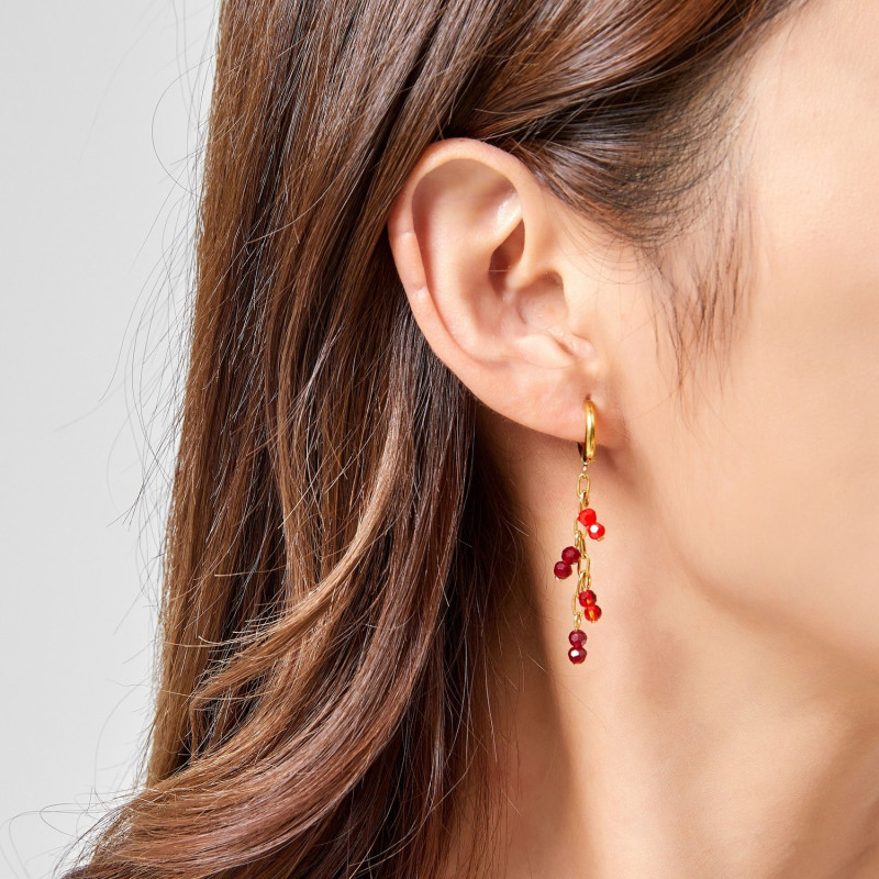 Violaine - Boucle d'oreille créole rouge