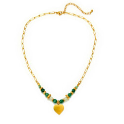 Vitalie - Collier acier vert