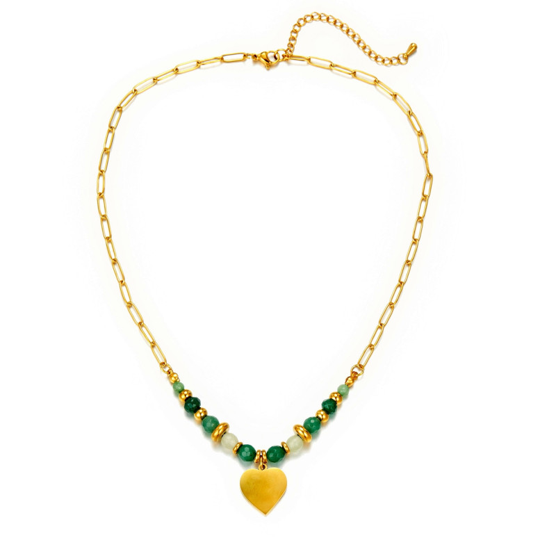 Vitalie - Collier acier vert