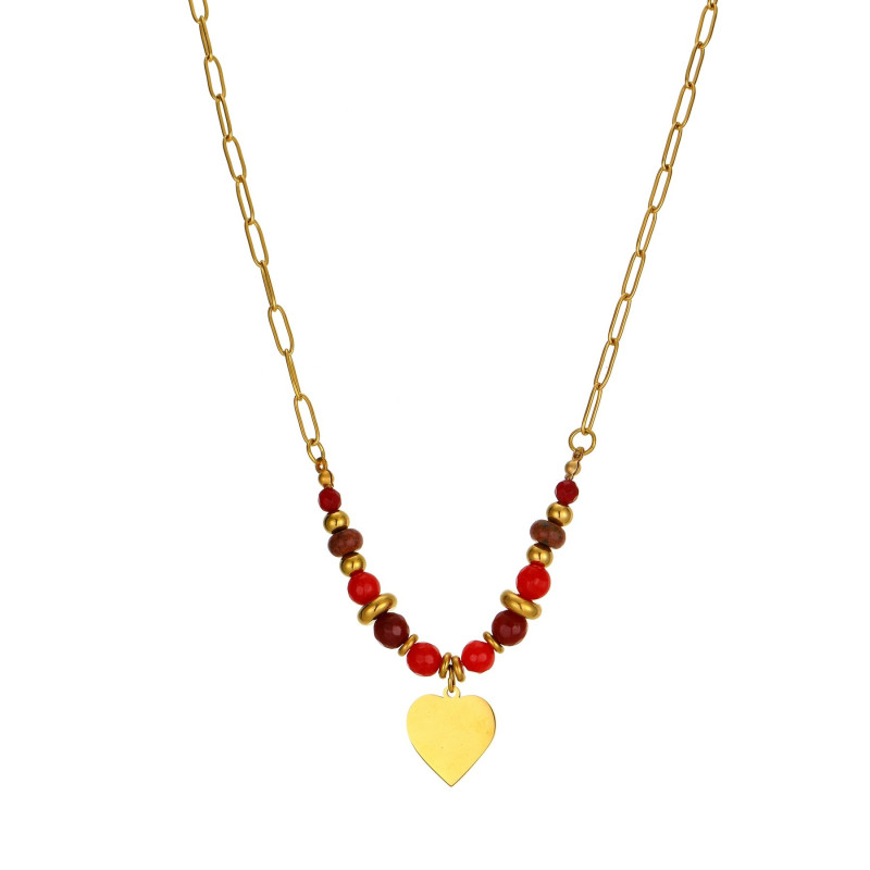 Vitalie - Collier acier rouge