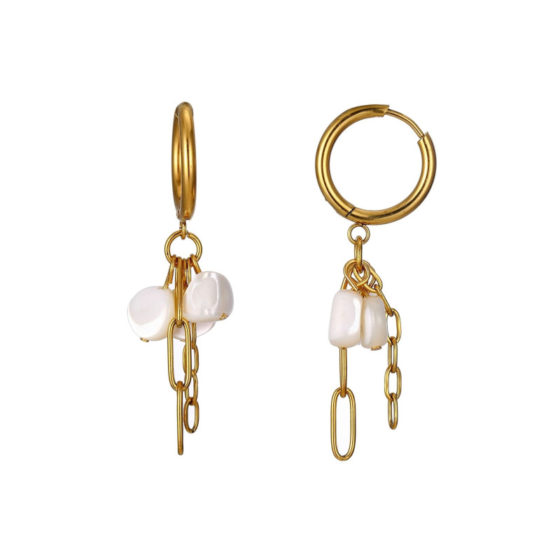 Vivette - Boucle d'oreille créole blanche