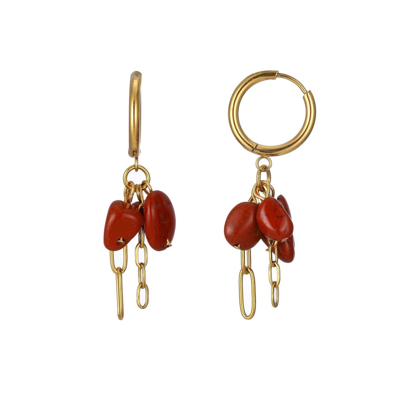 Vivette - Boucle d'oreille créole rouge