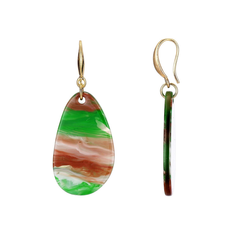 Amba - Boucle d'oreille crochet verte