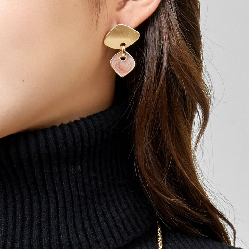 Izza - Boucle d'oreille tige marron