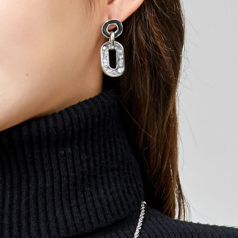 Izka - Boucle d'oreille tige grise