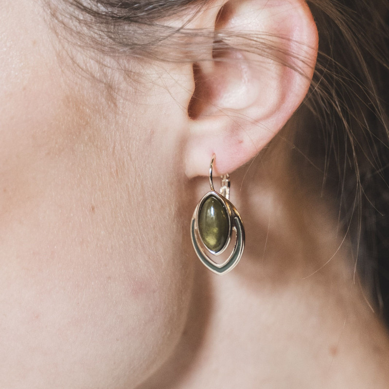 Donna - Boucle d'oreille dormeuse verte