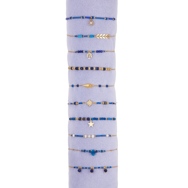 Ugoline - Lot de 10 bracelet acier bleu