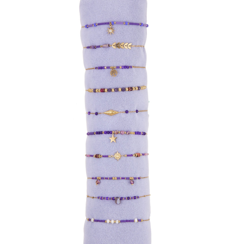 Ugoline - Lot de 10 bracelet acier violet