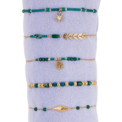 Ugoline - Lot de 10 bracelet acier vert