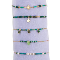 Ugoline - Lot de 10 bracelet acier vert