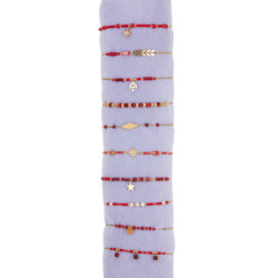 Ugoline - Lot de 10 bracelet acier rouge