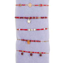 Ugoline - Lot de 10 bracelet acier rouge