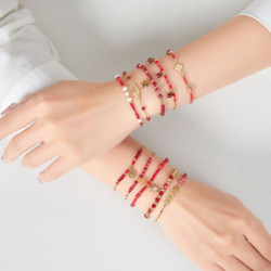 Ugoline - Lot de 10 bracelet acier rouge