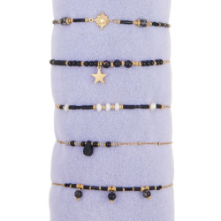 Ugoline - Lot de 10 bracelet acier noir