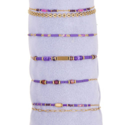 Valencia - Lot de 10 bracelet acier violet