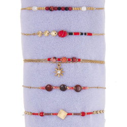 Valencia - Lot de 10 bracelet acier rouge