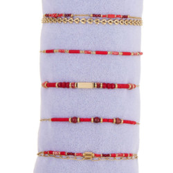 Valencia - Lot de 10 bracelet acier rouge