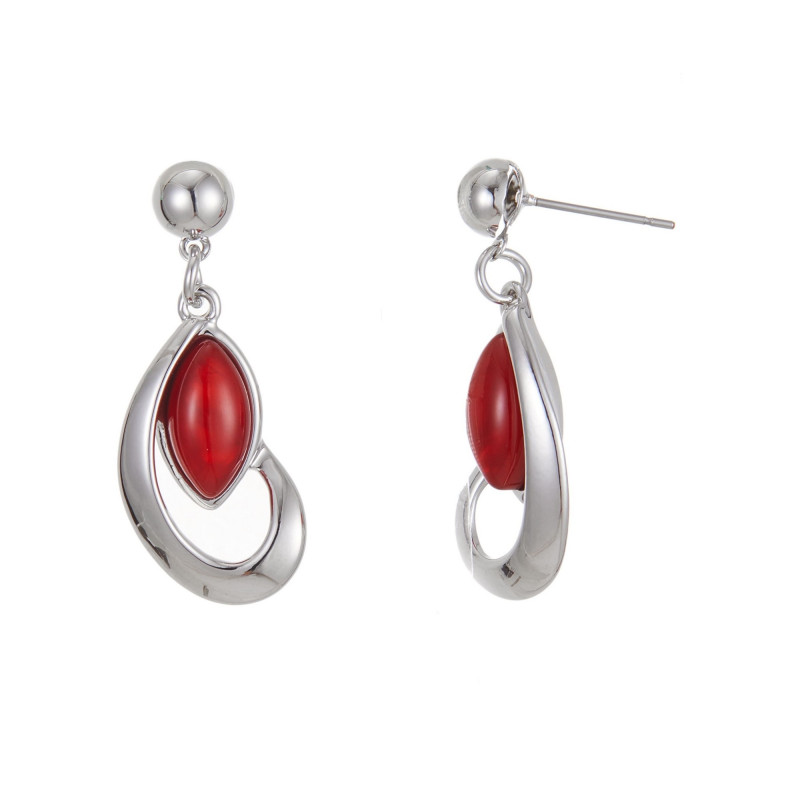 Docia - Boucle d'oreille tige rouge