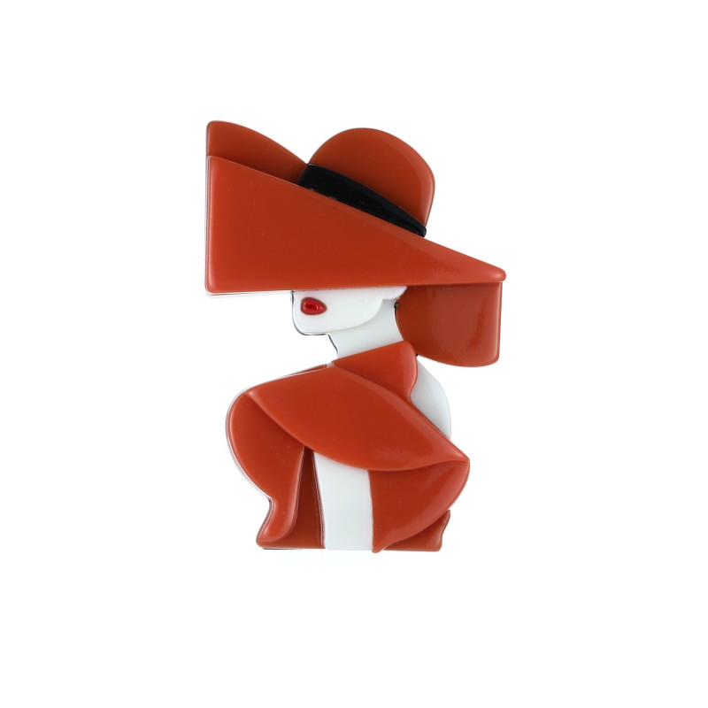 Quislaine - Broche épingle orange