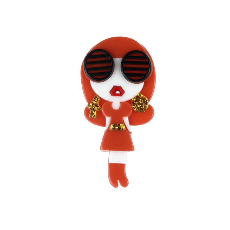 Quinta - Broche épingle orange
