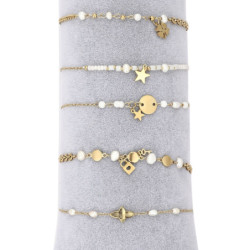 Vaiana - Lot de 10 bracelets acier perles