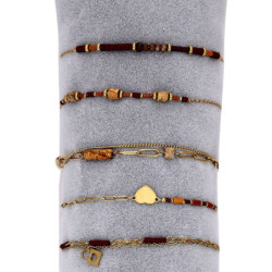 Valda - Lot de 10 bracelets acier marron