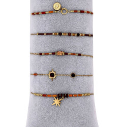 Valda - Lot de 10 bracelets acier marron