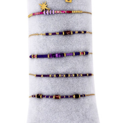 Valda - Lot de 10 bracelets acier violet