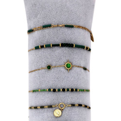 Valda - Lot de 10 bracelets acier vert