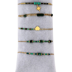 Valda - Lot de 10 bracelets acier vert