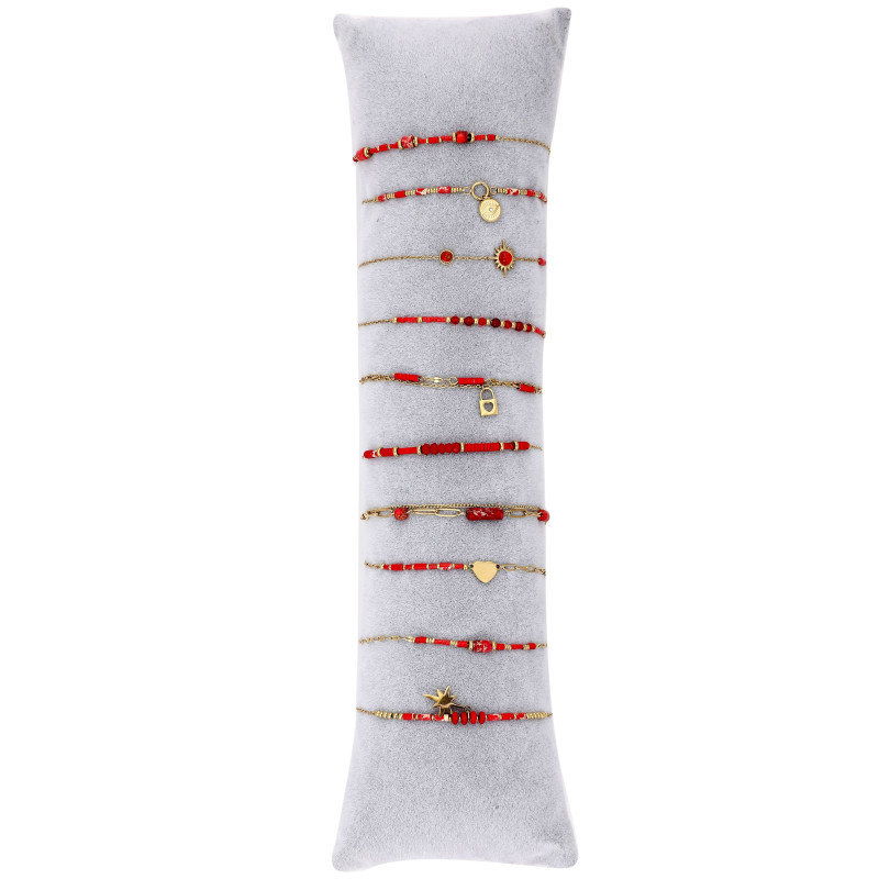 Valda - Lot de 10 bracelets acier rouge