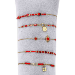 Valda - Lot de 10 bracelets acier rouge