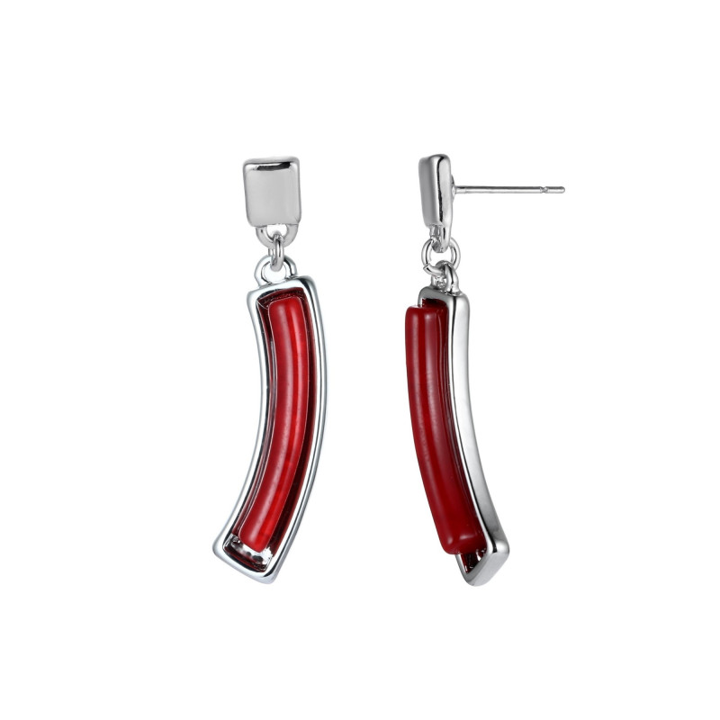 Berthilde - Boucle d'oreille tige rouge
