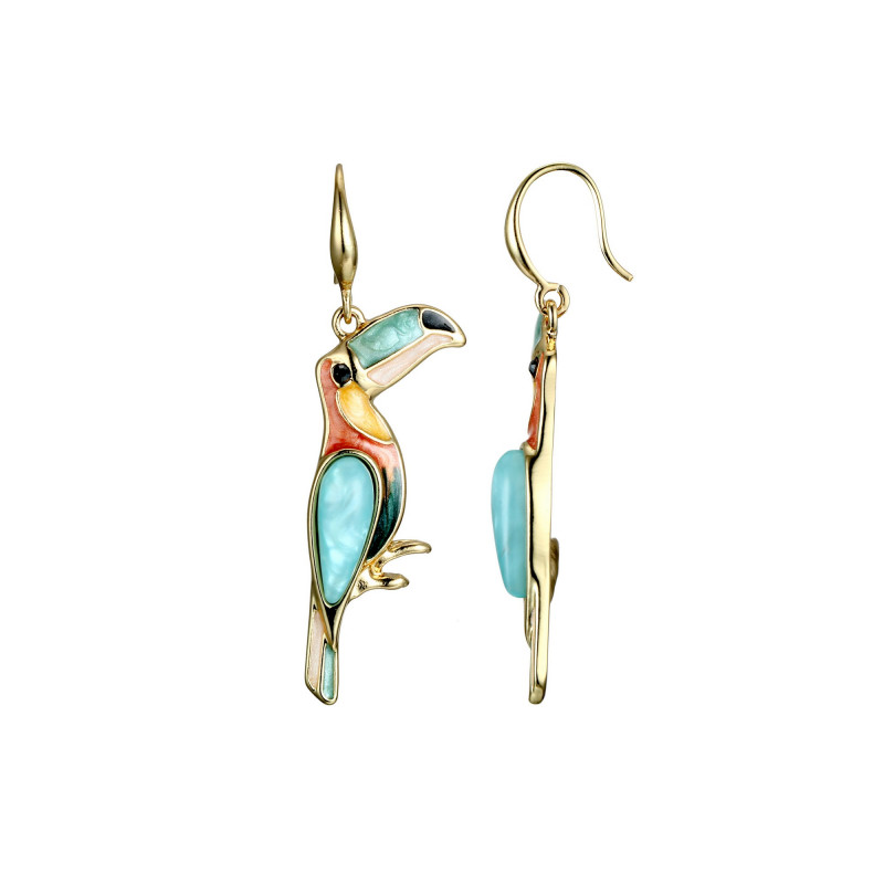 Oneida - Boucle d'oreille crochet dorée multicolore