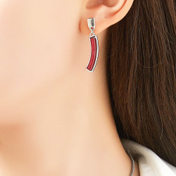 Berthilde - Boucle d'oreille tige rouge