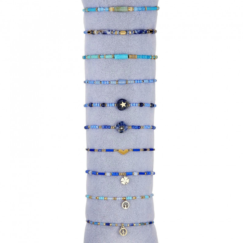 Ulricha - Lot 10 bracelets élastiques bleus
